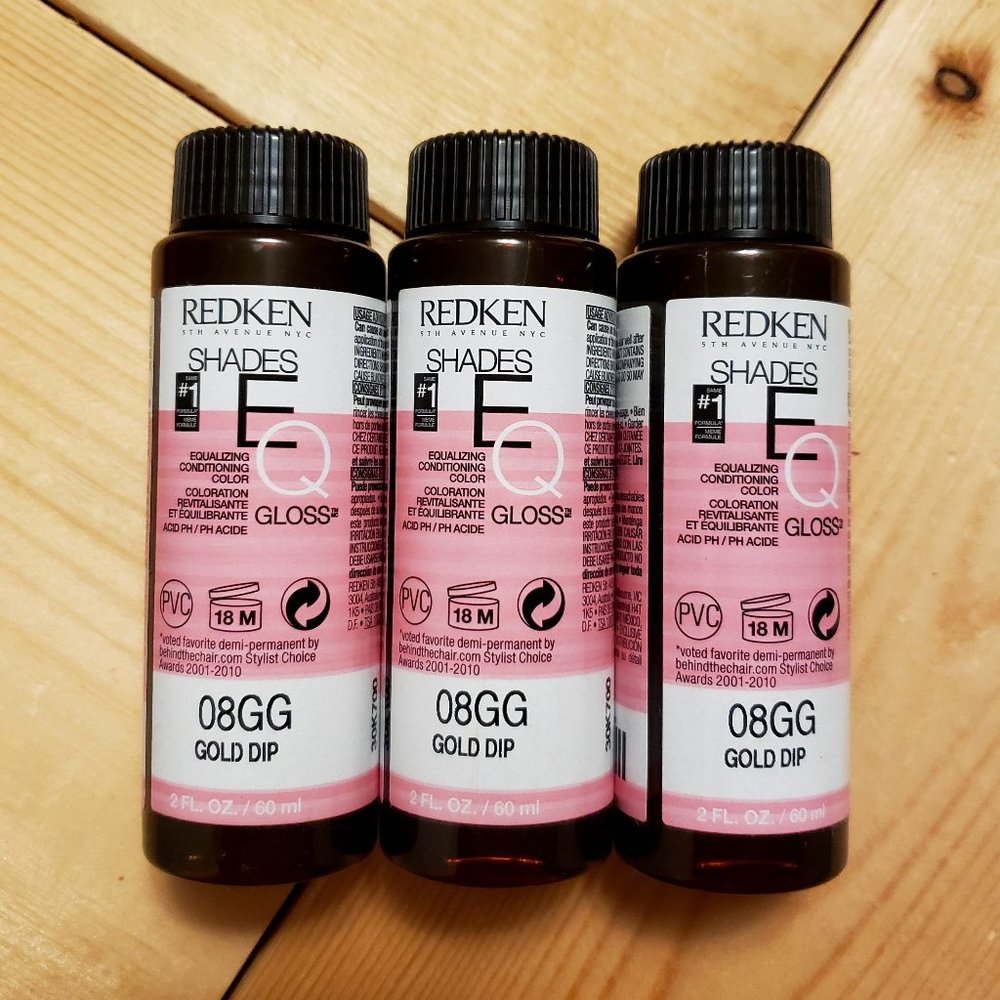Redken Shades EQ Gloss 08GG Gold Dip 2 FL OZ x3